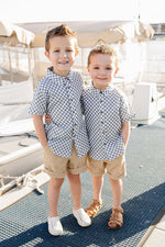 Mebie Baby Blue Checkered Linen Button Up Shirt - 