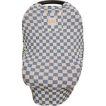 Mebie Baby Blue Checkered Ribbed Bamboo Multi - Use Cover - 
