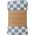Mebie Baby Blue Checkered Ribbed Bamboo Stretch Swaddle - 