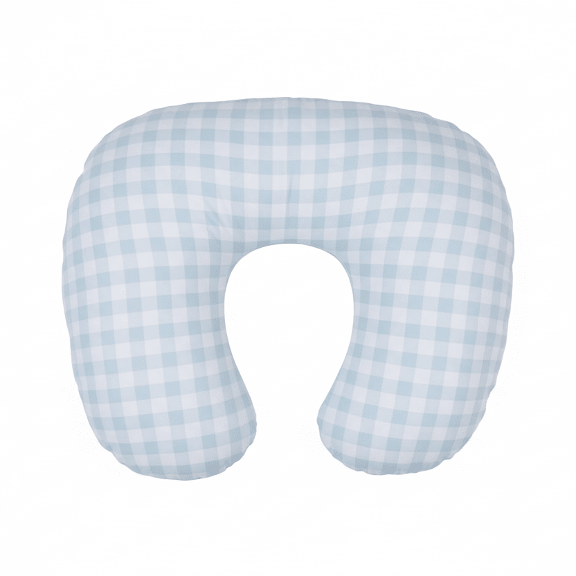 Little Mae & Co Blue Checkered Ruffle Nursing Pillow Cover - 