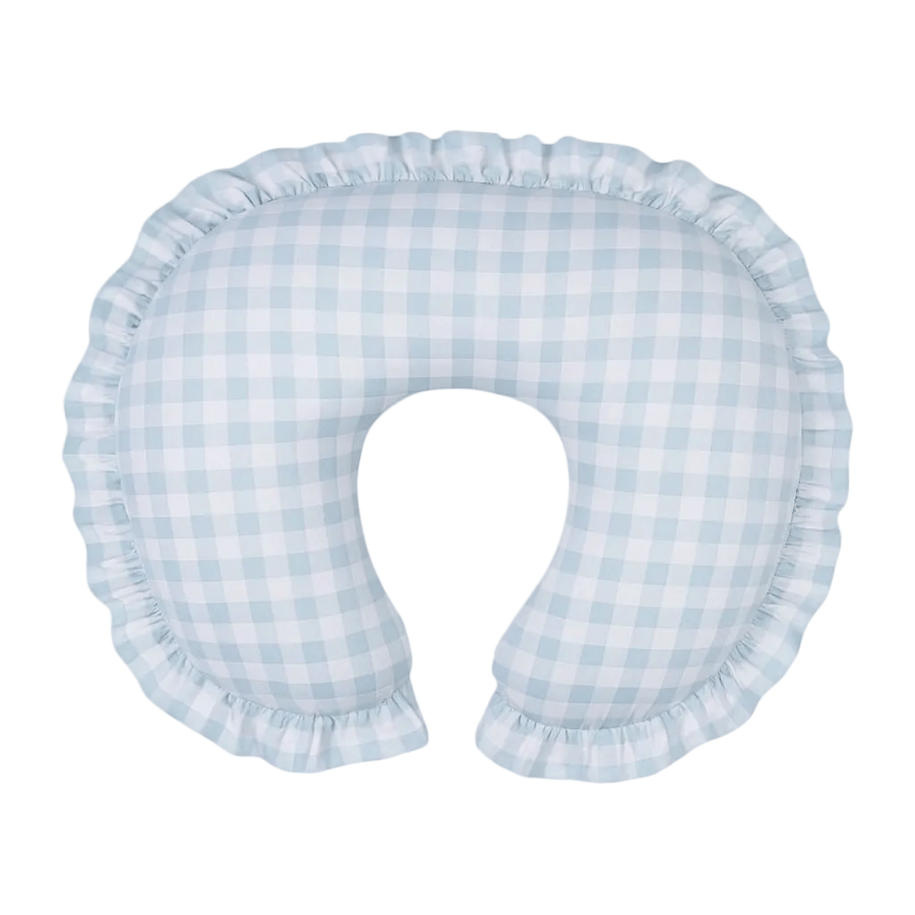 Little Mae & Co Blue Checkered Ruffle Nursing Pillow Cover - 