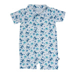 Sweet Bamboo Blue Crabs Polo Romper with Snap Closure for Active Boys - 