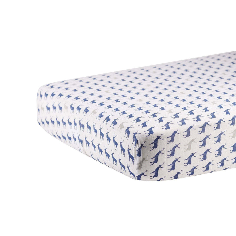 Blue Deer Cotton Muslin Crib Sheet for Comfortable Sleep at Everetts