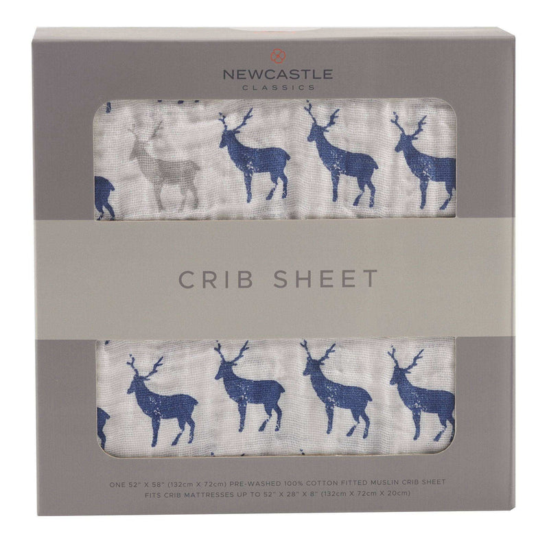 Blue Deer Cotton Muslin Crib Sheet for Comfortable Sleep at Everetts