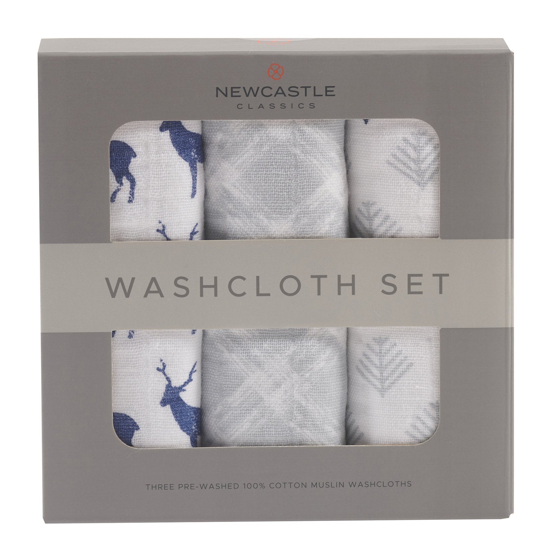 Newcastle Classics Blue Deer Cotton Washcloth Set with Plush Softness for Kids Bath Time - Home & Garden > Linens & Bedding > Towels > Bath Towels & Washcloths > Washcloths Washcloth Set