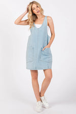PinkBlush Blue Denim Side Pocket Overall Maternity Dress - 