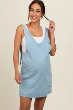 PinkBlush Blue Denim Side Pocket Overall Maternity Dress - 
