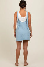 PinkBlush Blue Denim Side Pocket Overall Maternity Dress - 