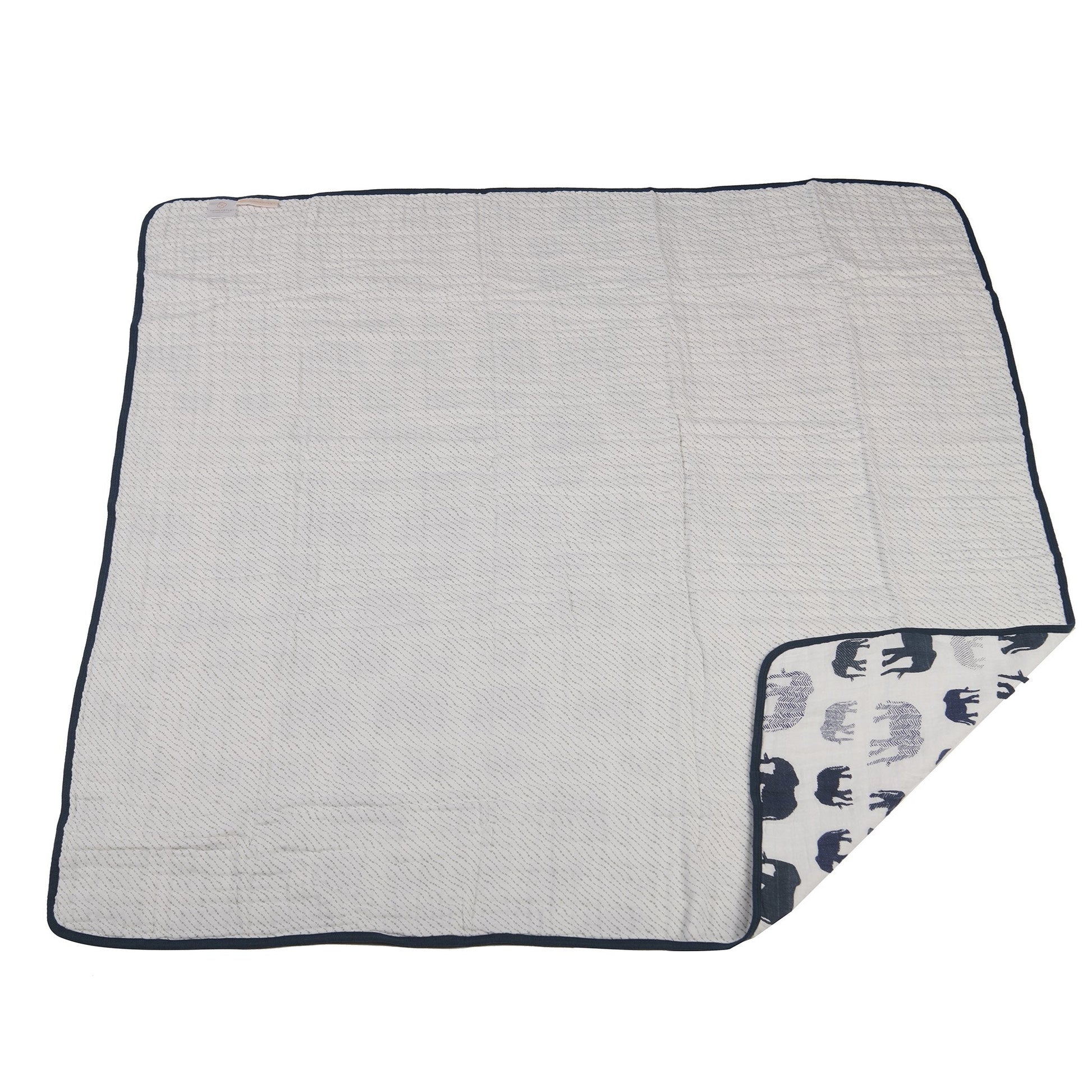 Blue Elephant and Spotted Wave Cotton Muslin Newcastle Blanket for Kids Newcastle Classics