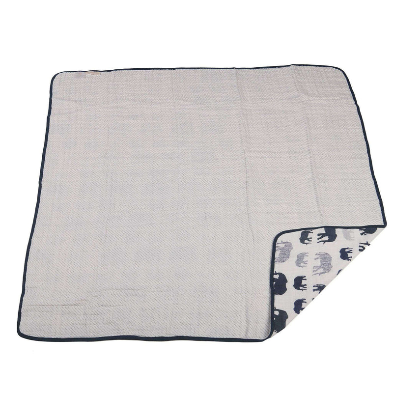 Blue Elephant and Spotted Wave Cotton Muslin Newcastle Blanket - Everetts Place: Online Boutique - Kids & Babies