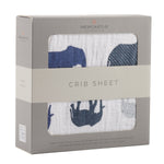 Newcastle Classics Blue Elephant Cotton Muslin Crib Sheet - 