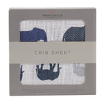 Blue Elephant Cotton Muslin Crib Sheet - Linens, Wool, Woolen, Boxed packaged goods | Everetts Place