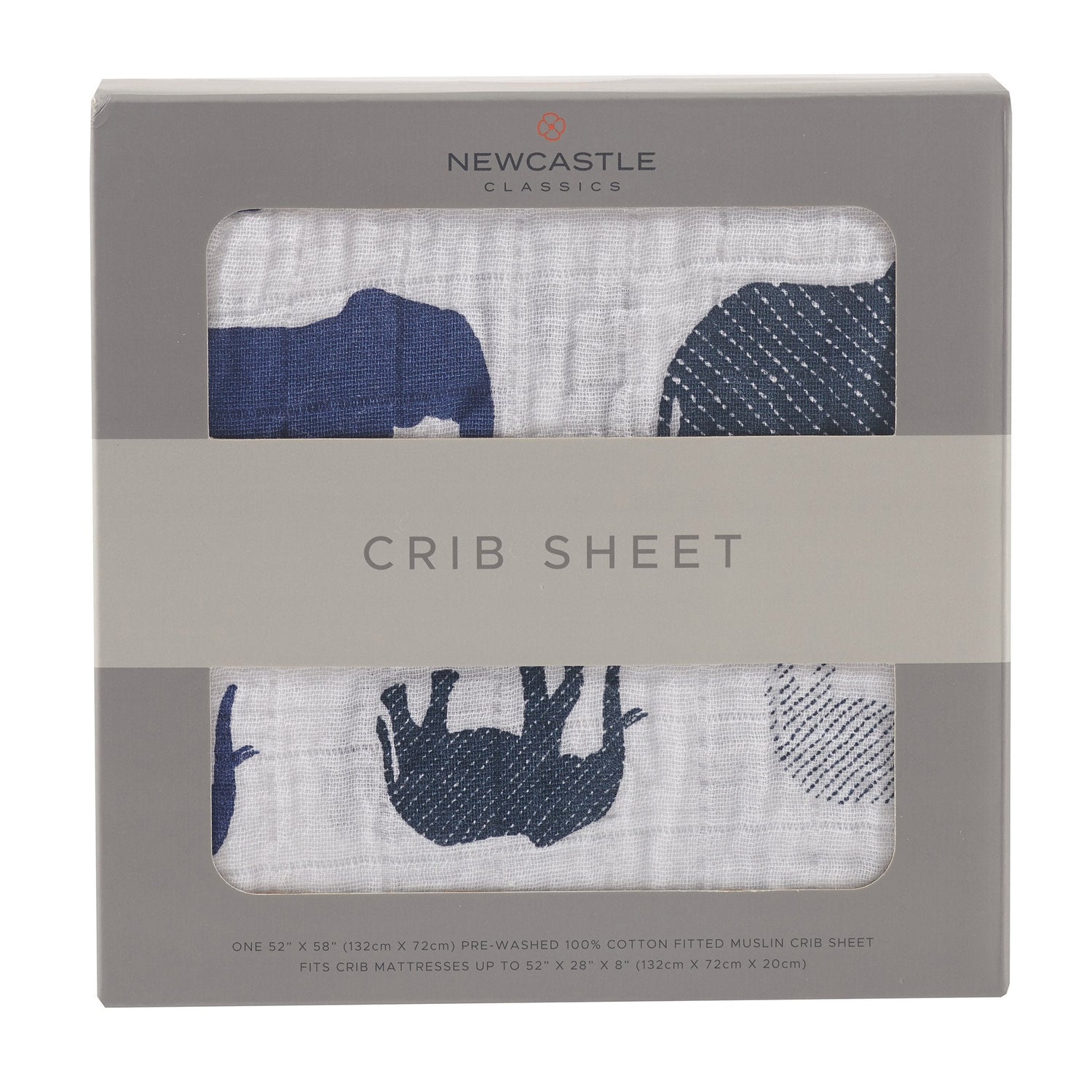 Blue Elephant Cotton Muslin Crib Sheet - Linens, Wool, Woolen, Boxed packaged goods | Everetts Place