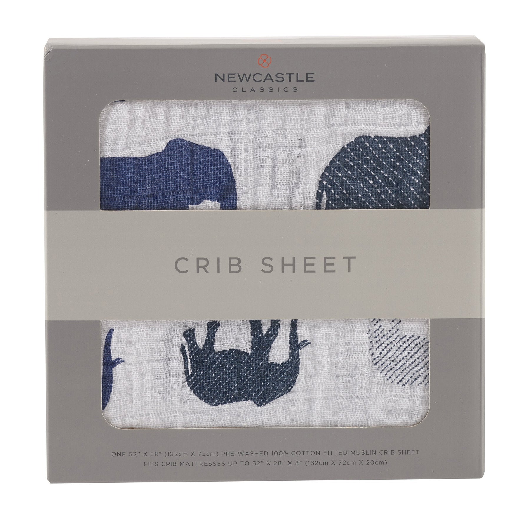 Blue Elephant Cotton Muslin Crib Sheet - Linens, Wool, Woolen, Boxed packaged goods | Everetts Place