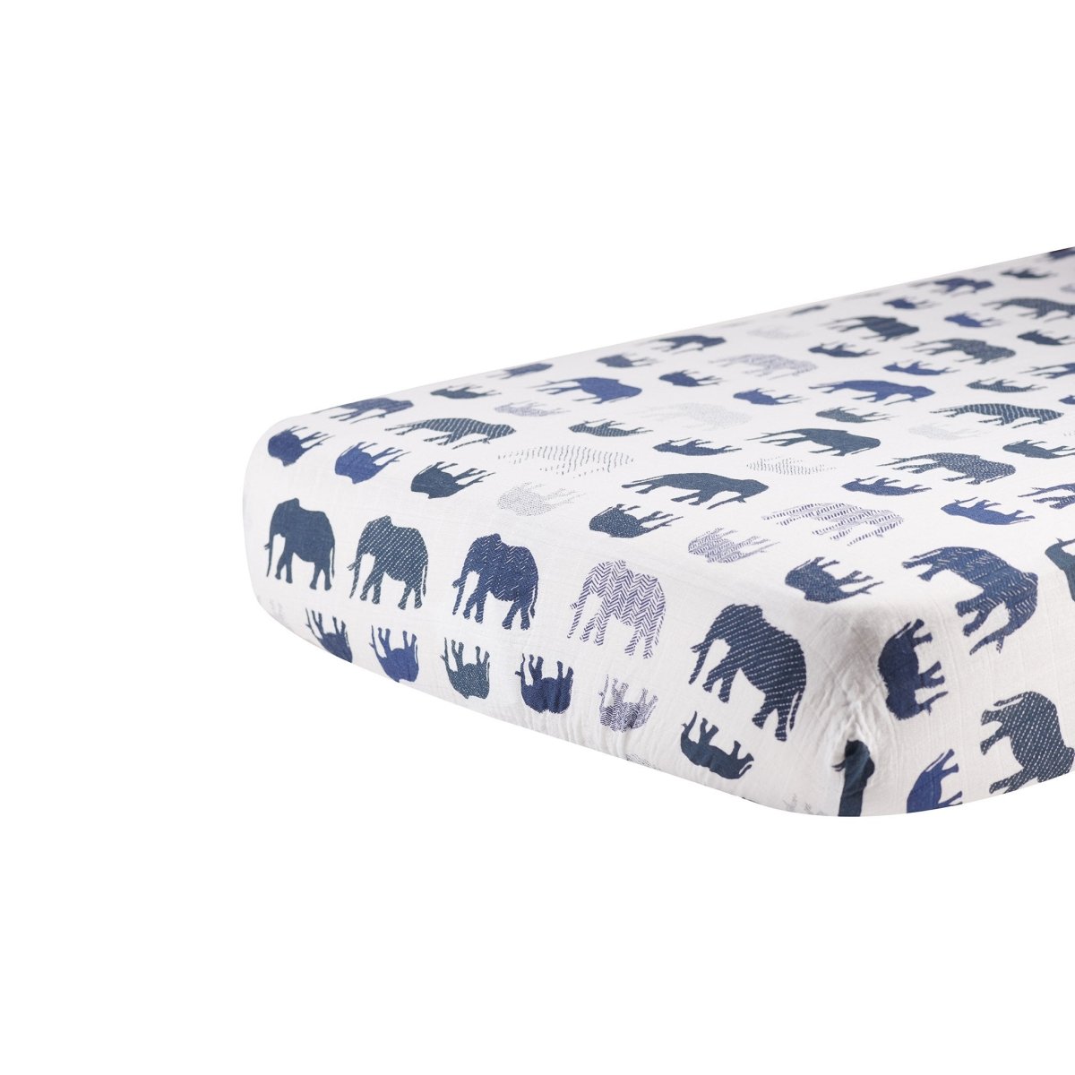 Newcastle Classics Blue Elephant Cotton Muslin Crib Sheet - 
