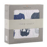 Newcastle Classics Blue Elephant Cotton Muslin Crib Sheet Everetts Place
