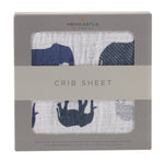 Newcastle Classics Blue Elephant Cotton Muslin Crib Sheet - 