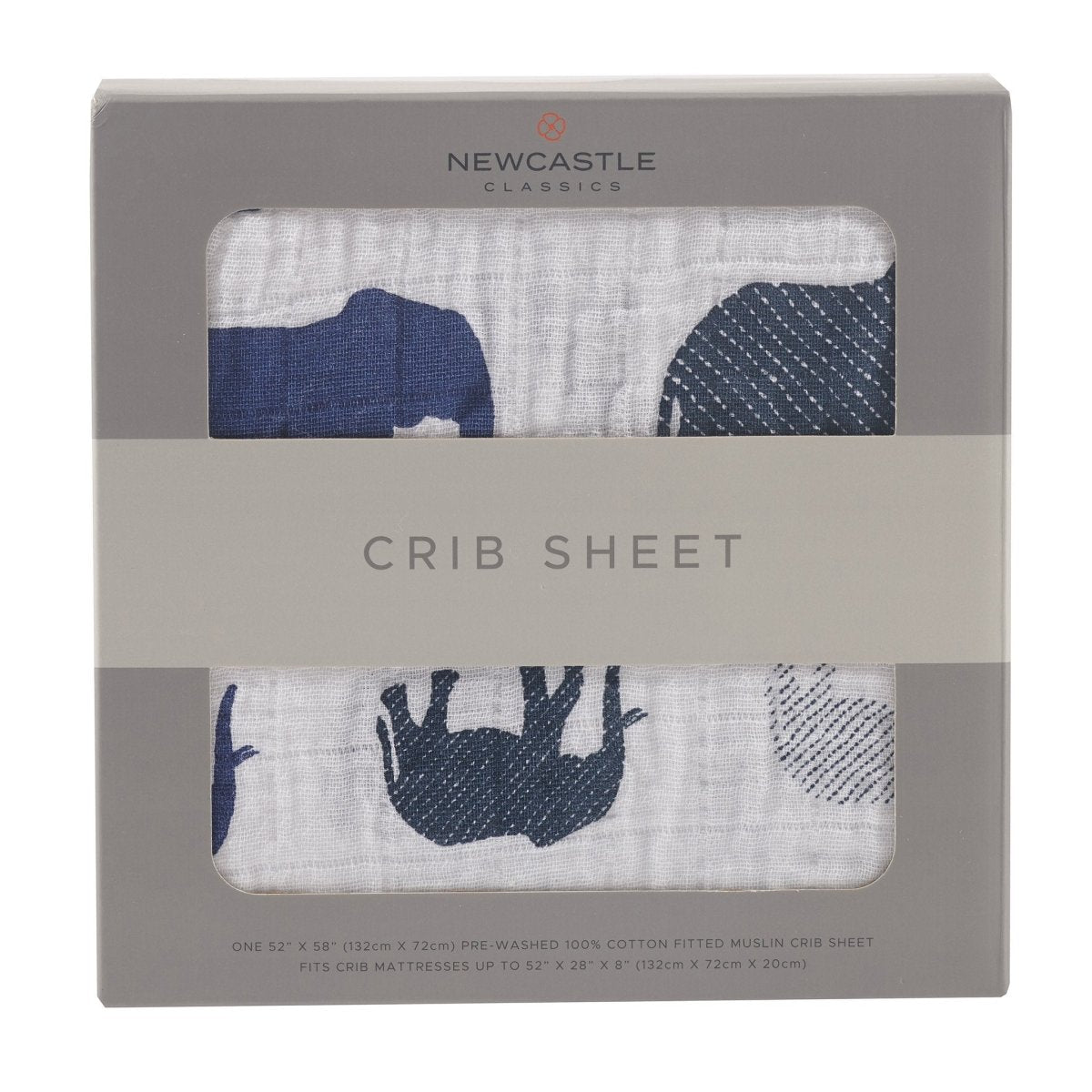 Newcastle Classics Blue Elephant Cotton Muslin Crib Sheet - 