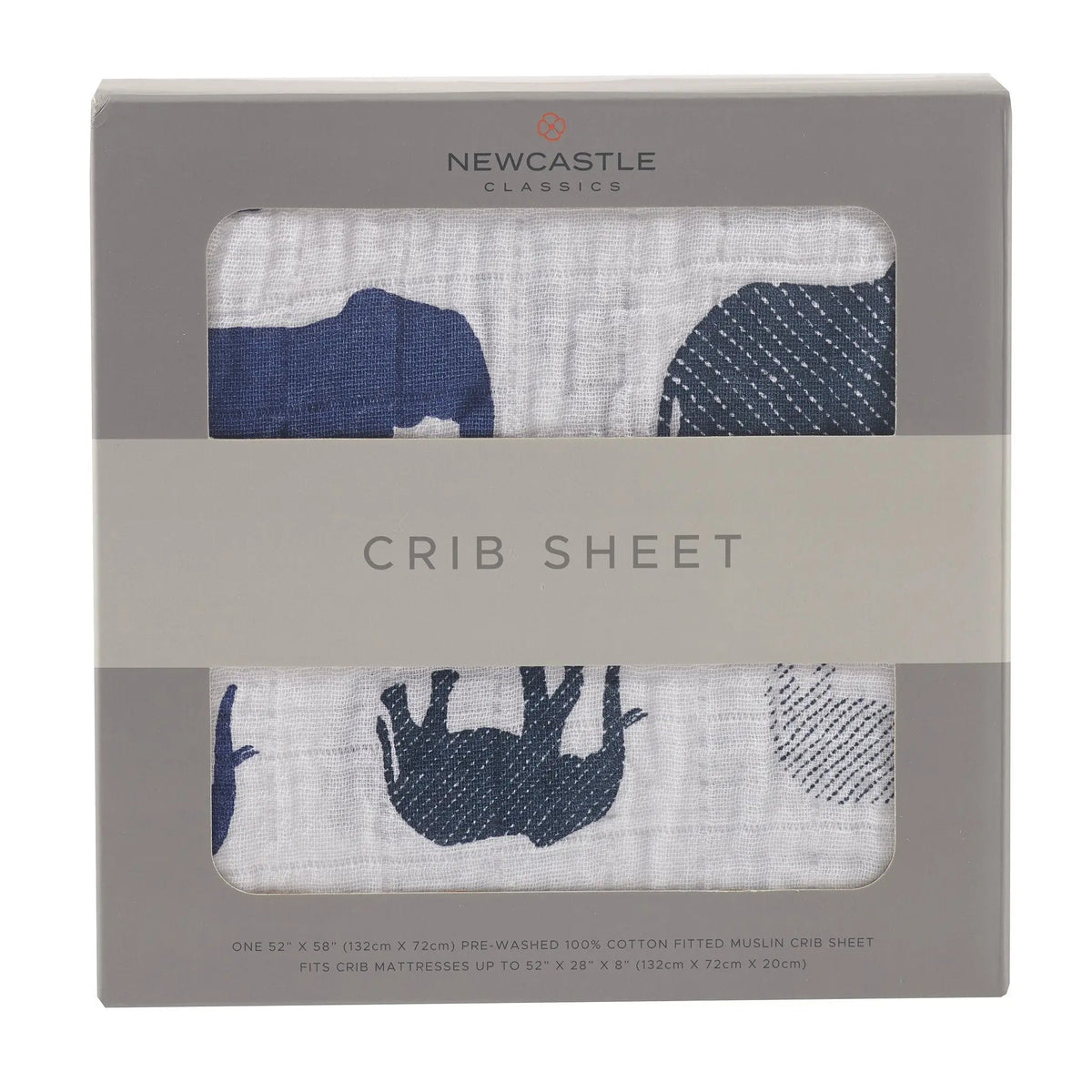 Newcastle Classics Blue Elephant Cotton Muslin Crib Sheet - 