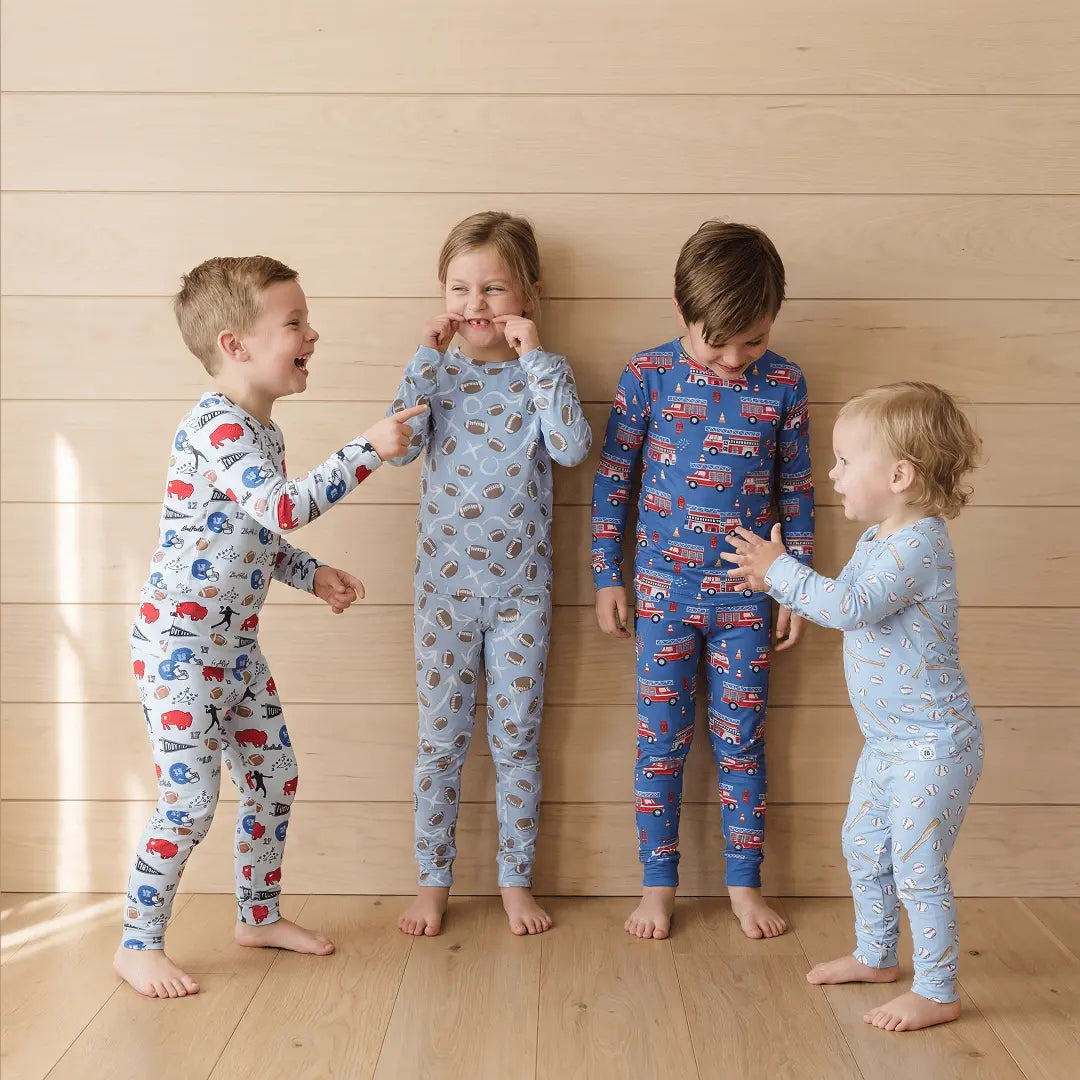 Sweet Bamboo Blue Fire Truck Big Kid Pajama - 