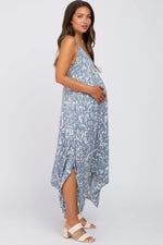 PinkBlush Blue Floral Handkerchief Maternity Midi Dress - 