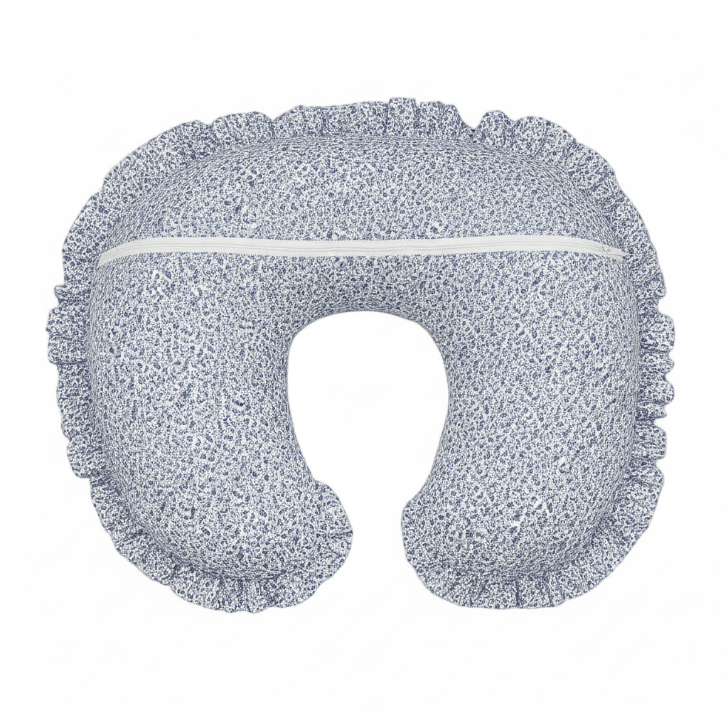 Little Mae & Co Blue Floral Ruffle Nursing Pillow Cover - 