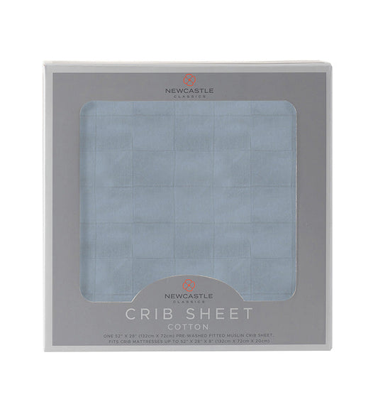Blue Fog Newcastle Cotton Crib Sheet Soft Breathable Comfy Fits Standard Mattresses 28x52 Inches Natural Cotton Muslin Newcastle Classics