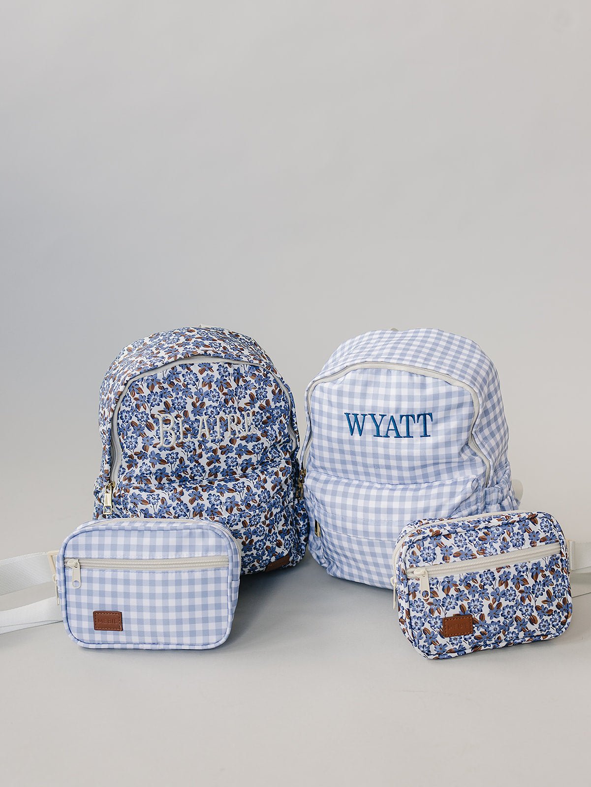 Mebie Baby Blue Gingham Mini Fanny Pack