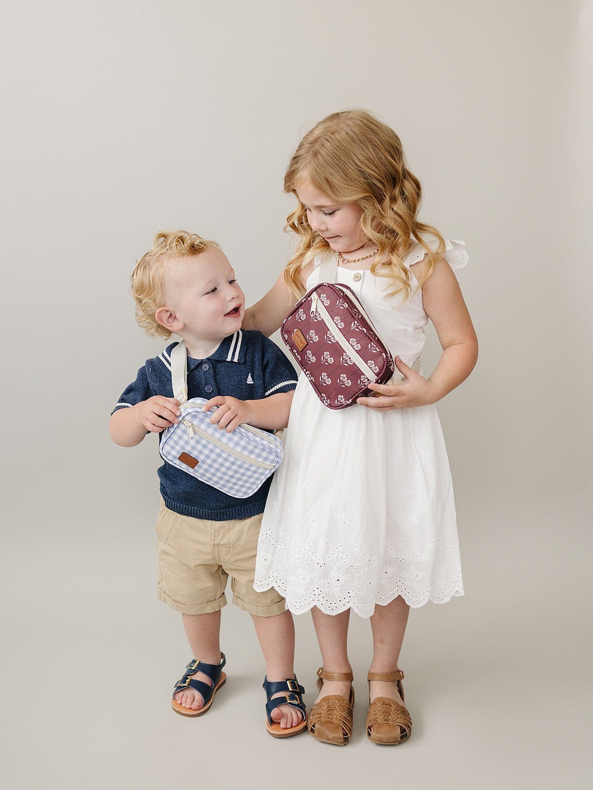 Mebie Baby Blue Gingham Mini Fanny Pack
