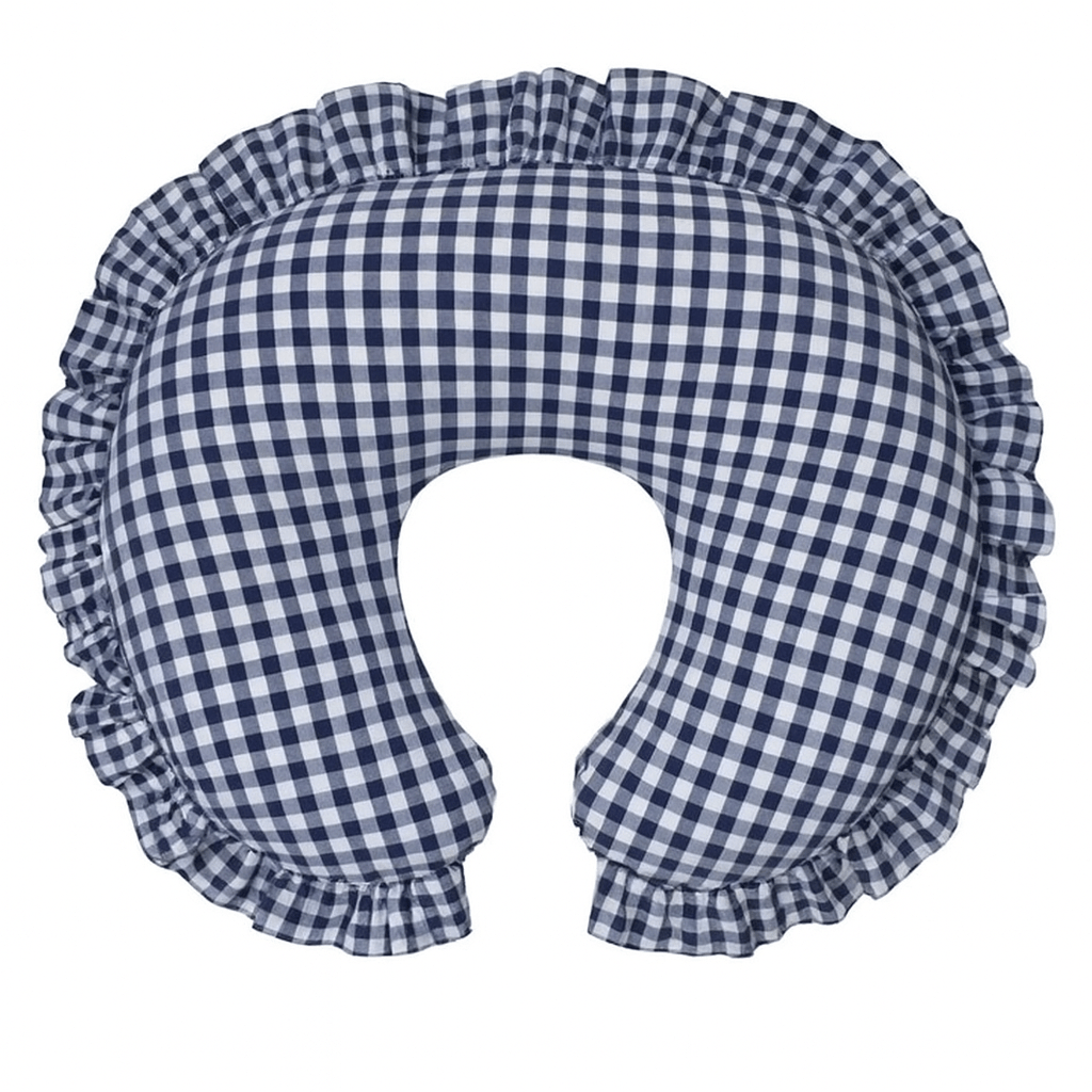 Little Mae & Co Blue Gingham Ruffle Nursing Pillow Cover - 