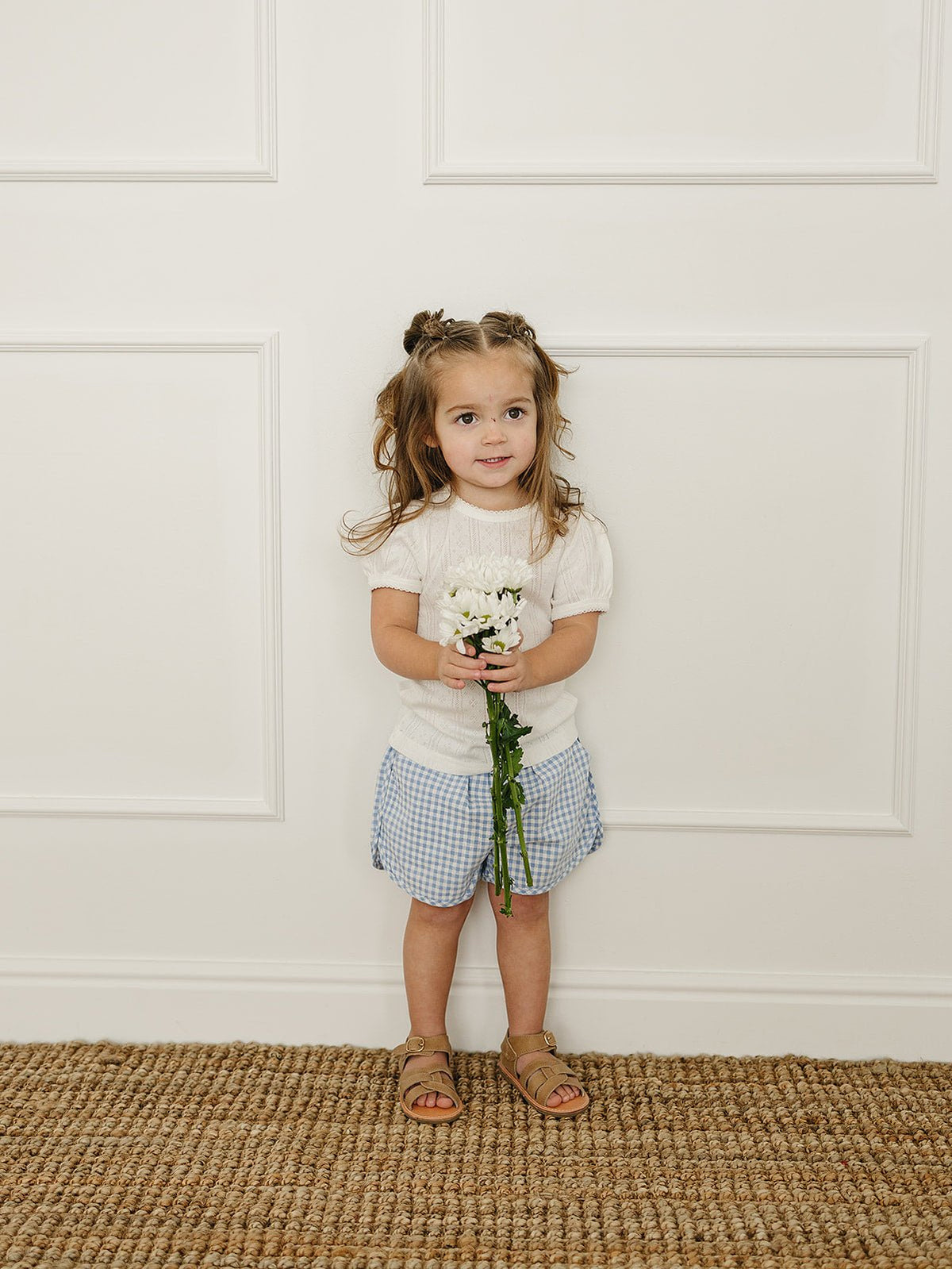 Mebie Baby Blue Gingham Shorts - 