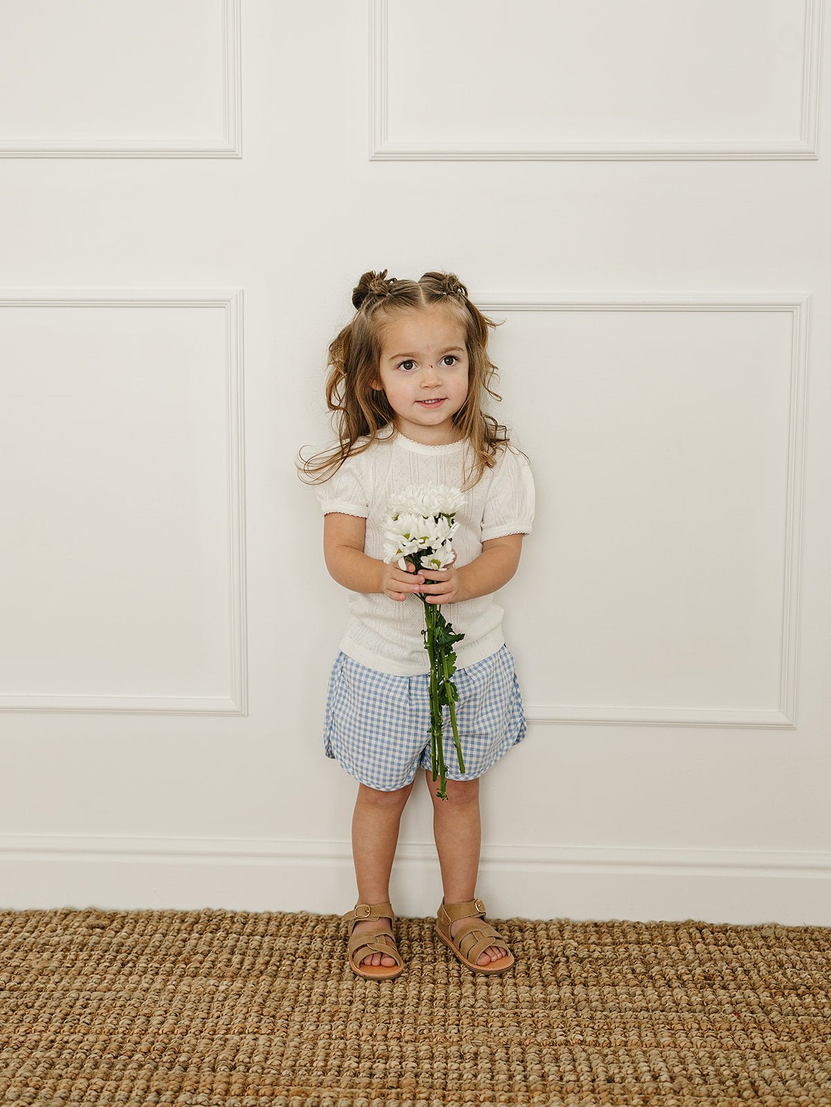 Mebie Baby Blue Gingham Shorts - 