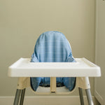 Little Joy Co. Blue Grid Cushion Cover For IKEA Antilop Highchair Wipeable - Everetts Place Boutique - 