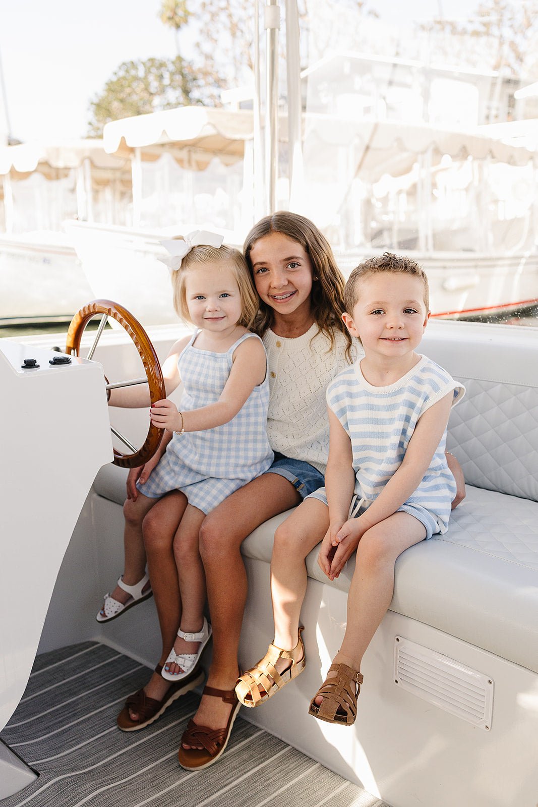 Mebie Baby Blue Knit Gingham Dress - 