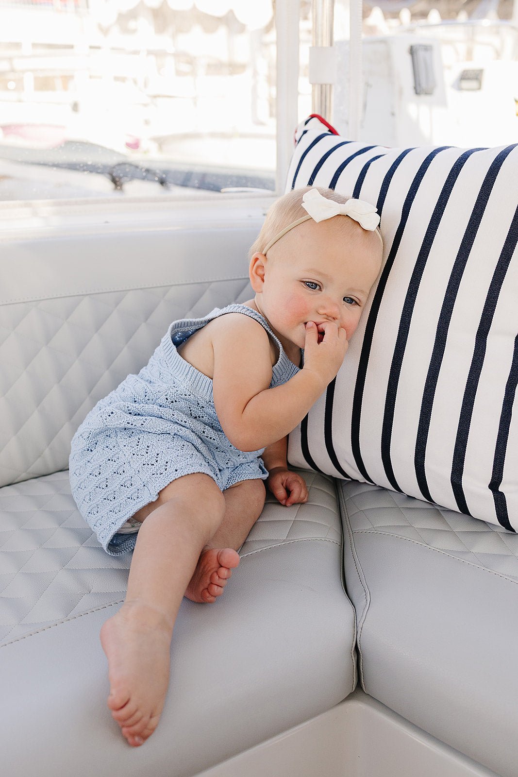 Mebie Baby Blue Knit Tank Romper - 