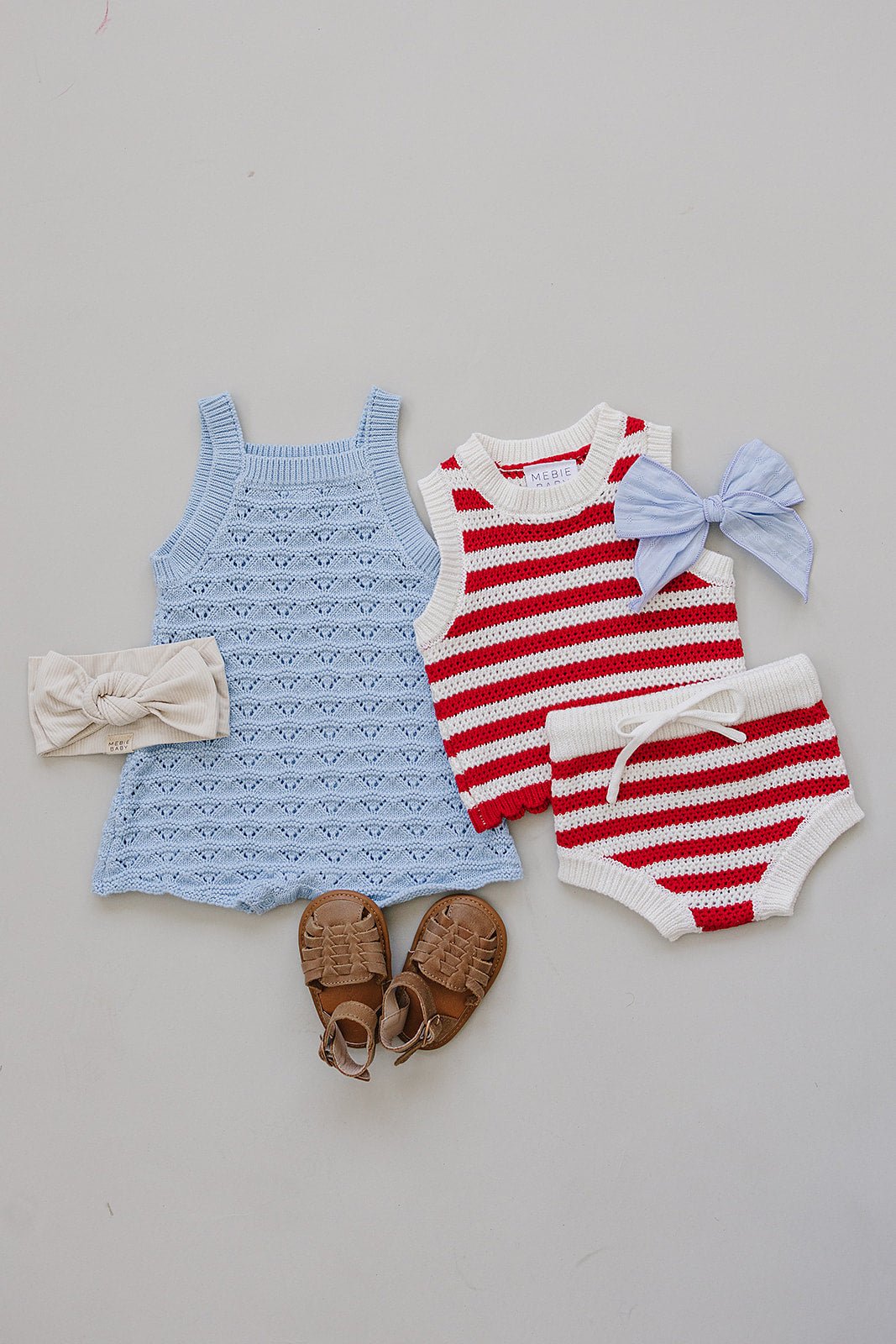 Mebie Baby Blue Knit Tank Romper - 