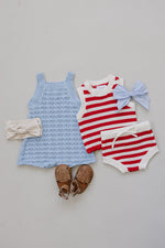 Mebie Baby Blue Knit Tank Romper - 