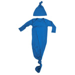 Three Little Tots Blue Knotted Newborn Baby Gown - 