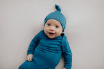 Three Little Tots Blue Knotted Newborn Baby Gown - 