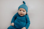 Three Little Tots Blue Knotted Newborn Baby Gown - 