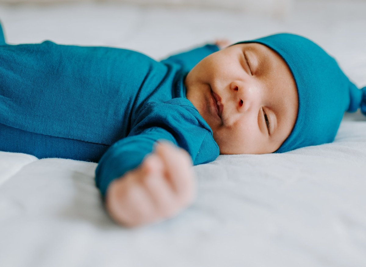 Three Little Tots Blue Knotted Newborn Baby Gown - 