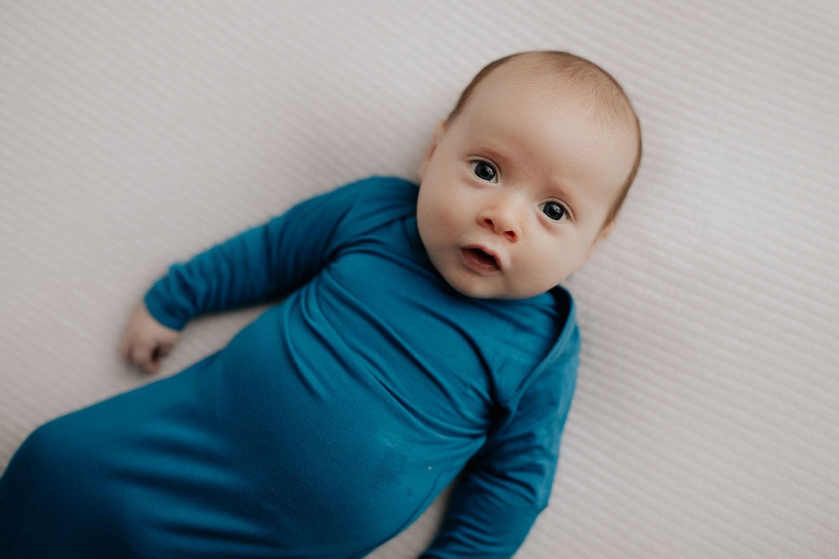 Three Little Tots Blue Knotted Newborn Baby Gown - 