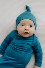 Three Little Tots Blue Knotted Newborn Baby Gown - 