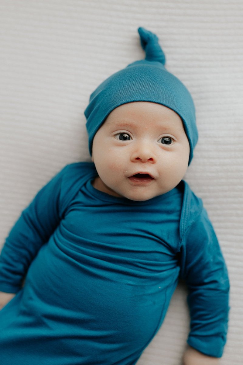 Three Little Tots Blue Knotted Newborn Baby Gown - 