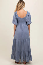 PinkBlush Blue Lace Insert Maternity Maxi Dress - 