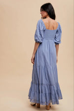PinkBlush Blue Lace Insert Maxi Dress - 