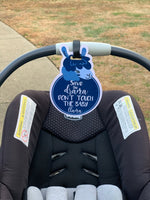 Three Little Tots Blue Llama No Touching Baby Car Seat Tag - 
