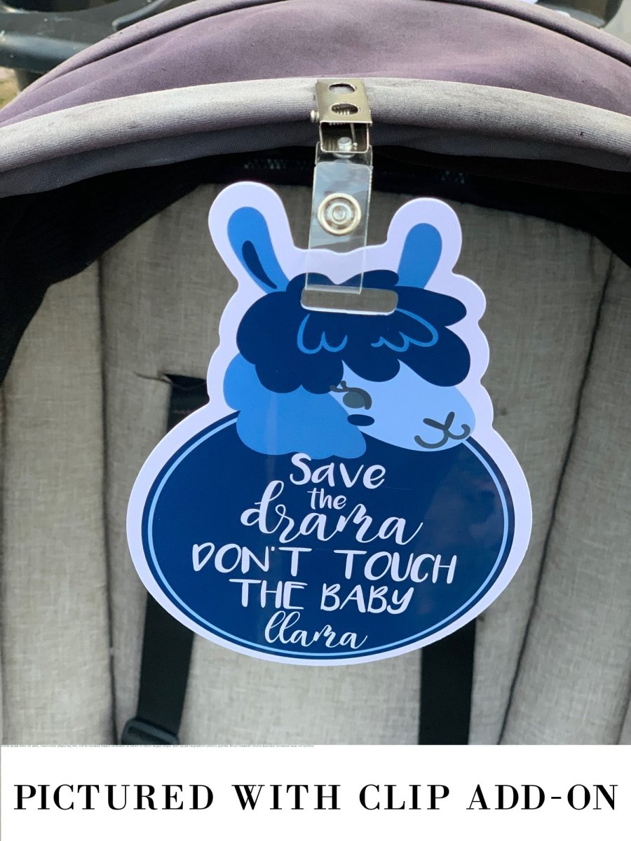 Three Little Tots Blue Llama No Touching Baby Car Seat Tag - 