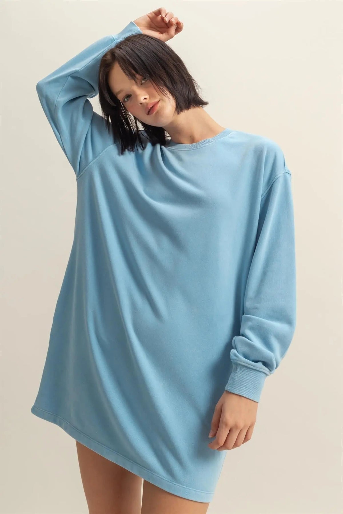 PinkBlush Blue Long Sleeve Oversized Sweatshirt Maternity Mini Dress - 
