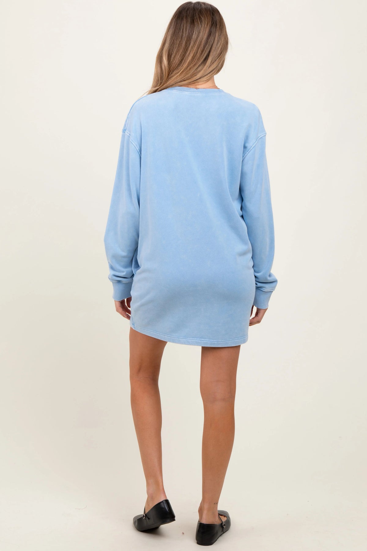 PinkBlush Blue Long Sleeve Oversized Sweatshirt Maternity Mini Dress - 